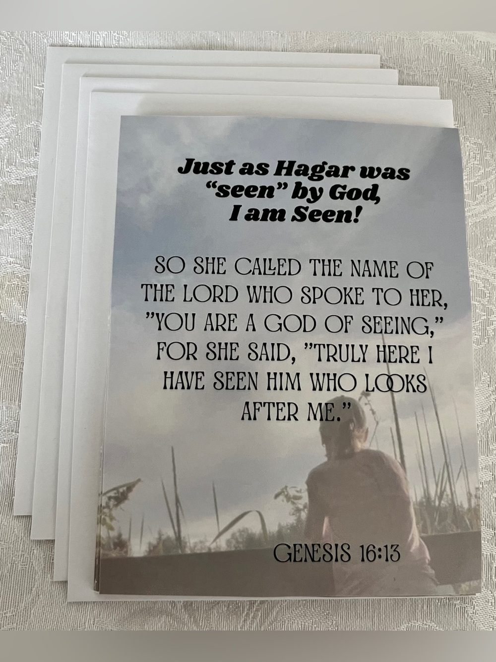 Inspirational Scripture Cards Set of 4, “I Am Seen,” “I Am Known” - Choose One - Picture 3 of 8